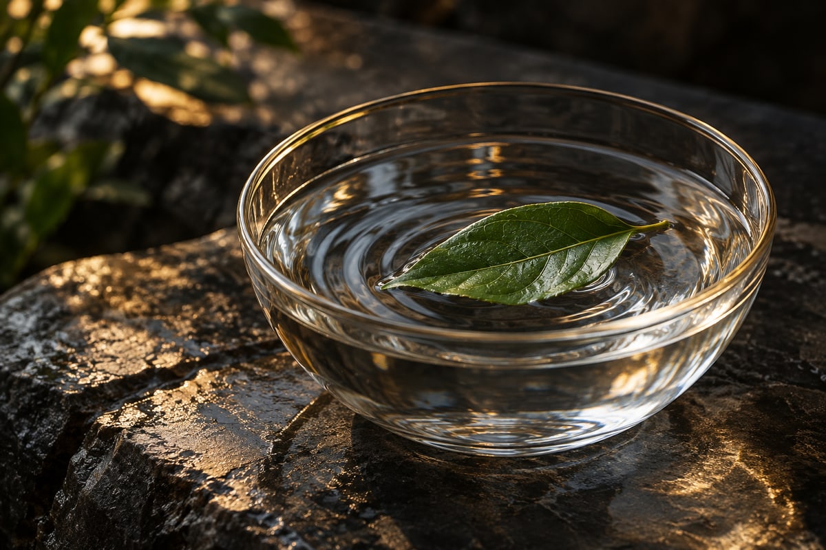 Green leaves with water droplets