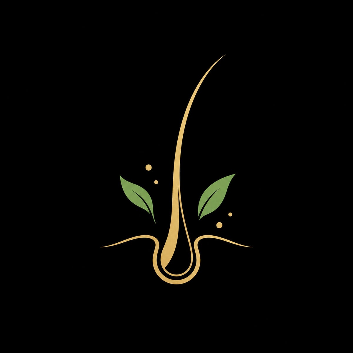 Illustration of a hair follicle in gold on black