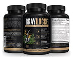 Front, directions and Supplement Facts sides of the 60 capsule bottle of GrayLocke